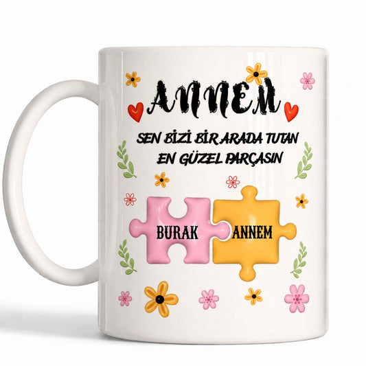 1 Çocuklu Yapboz Anne Kupa Bardak