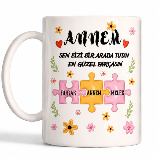 2 Çocuklu Yapboz Anne Kupa Bardak