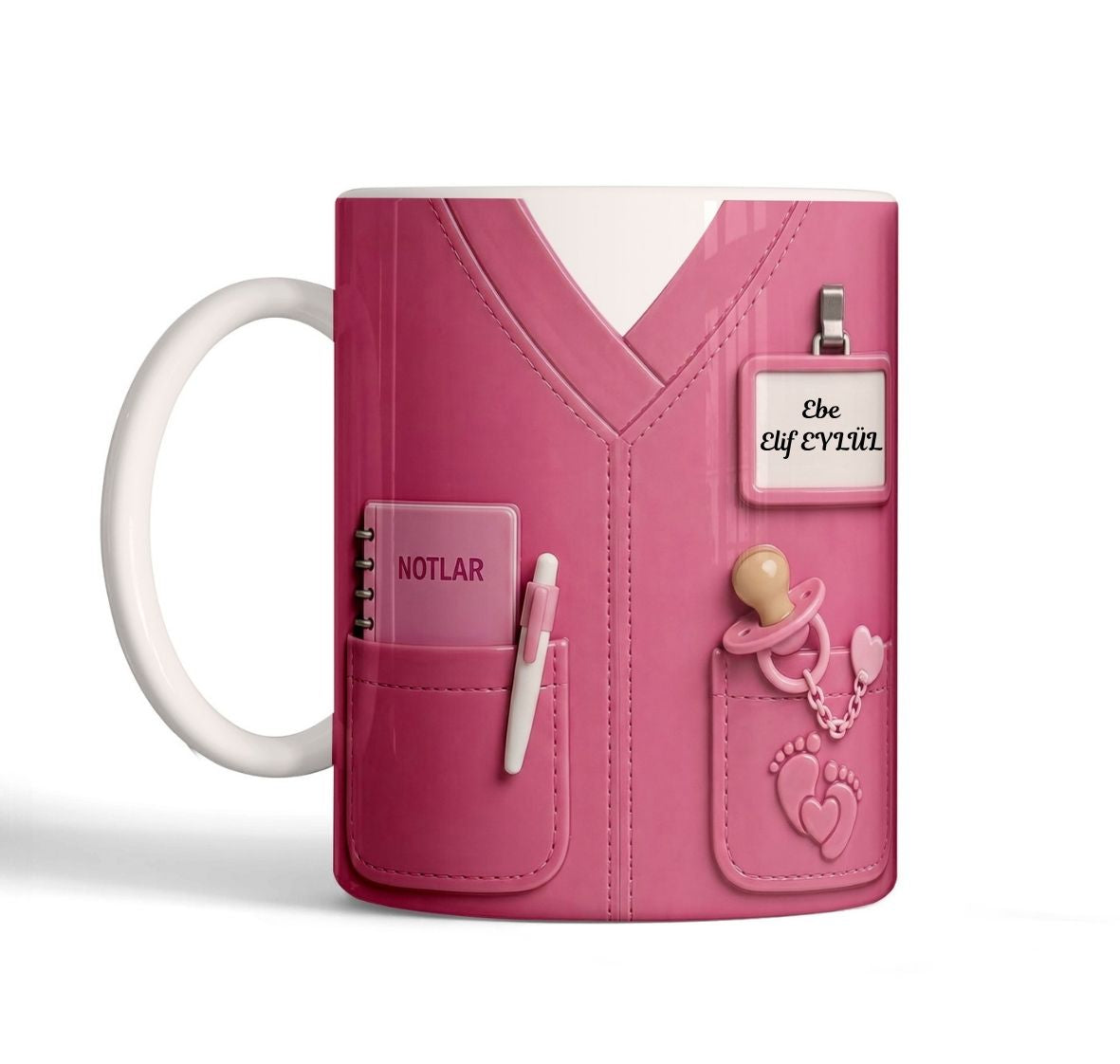 İsimli Pembe Ebe Kupa Bardak