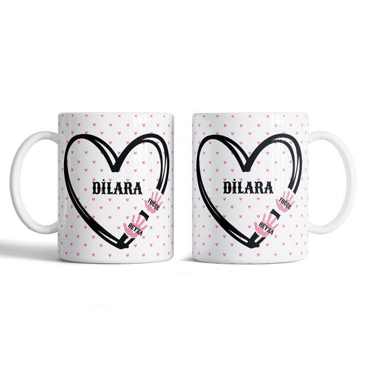 Kalpli El İzi İsimli Kupa Bardak