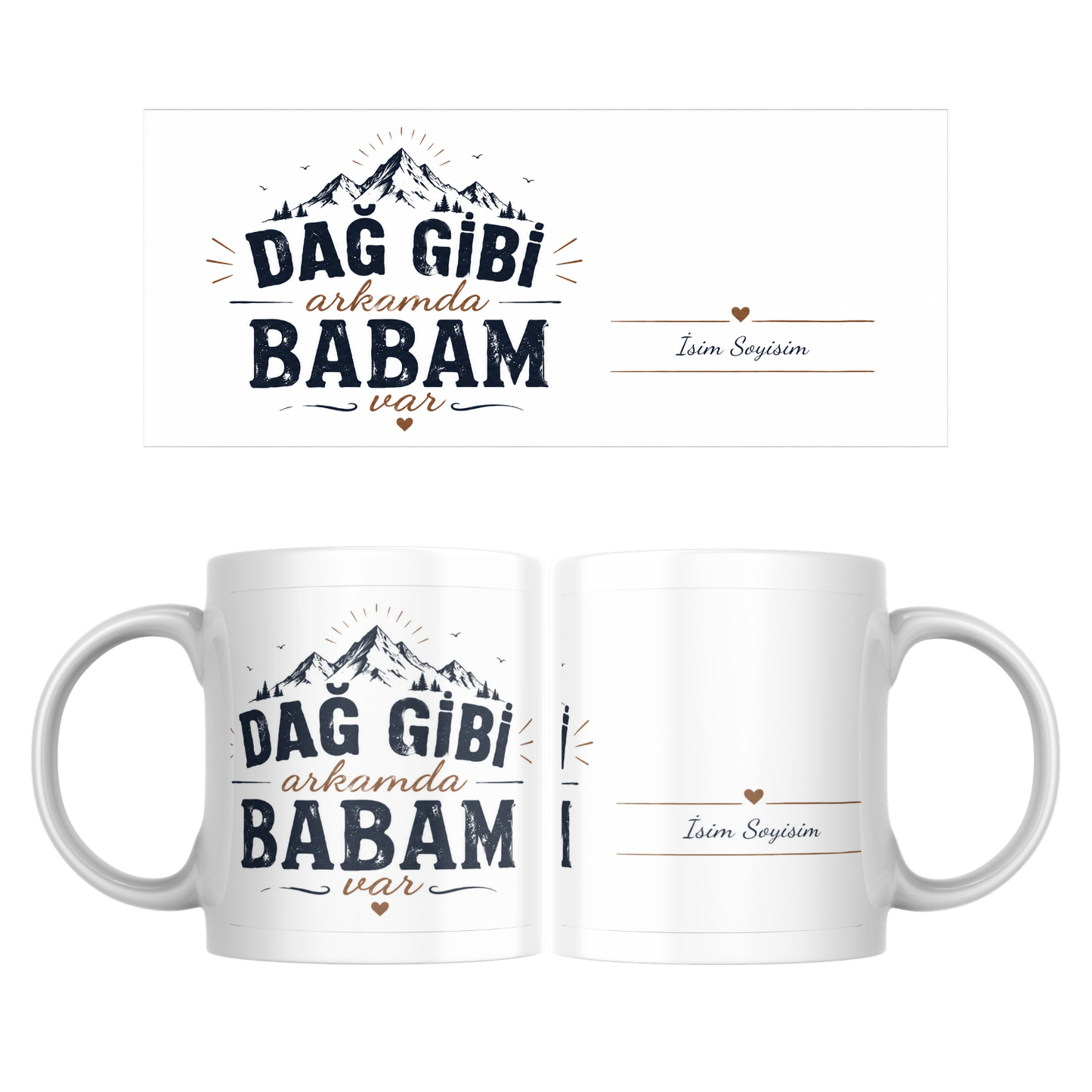Arkamda Dağ Babalar Günü Kupa Bardak
