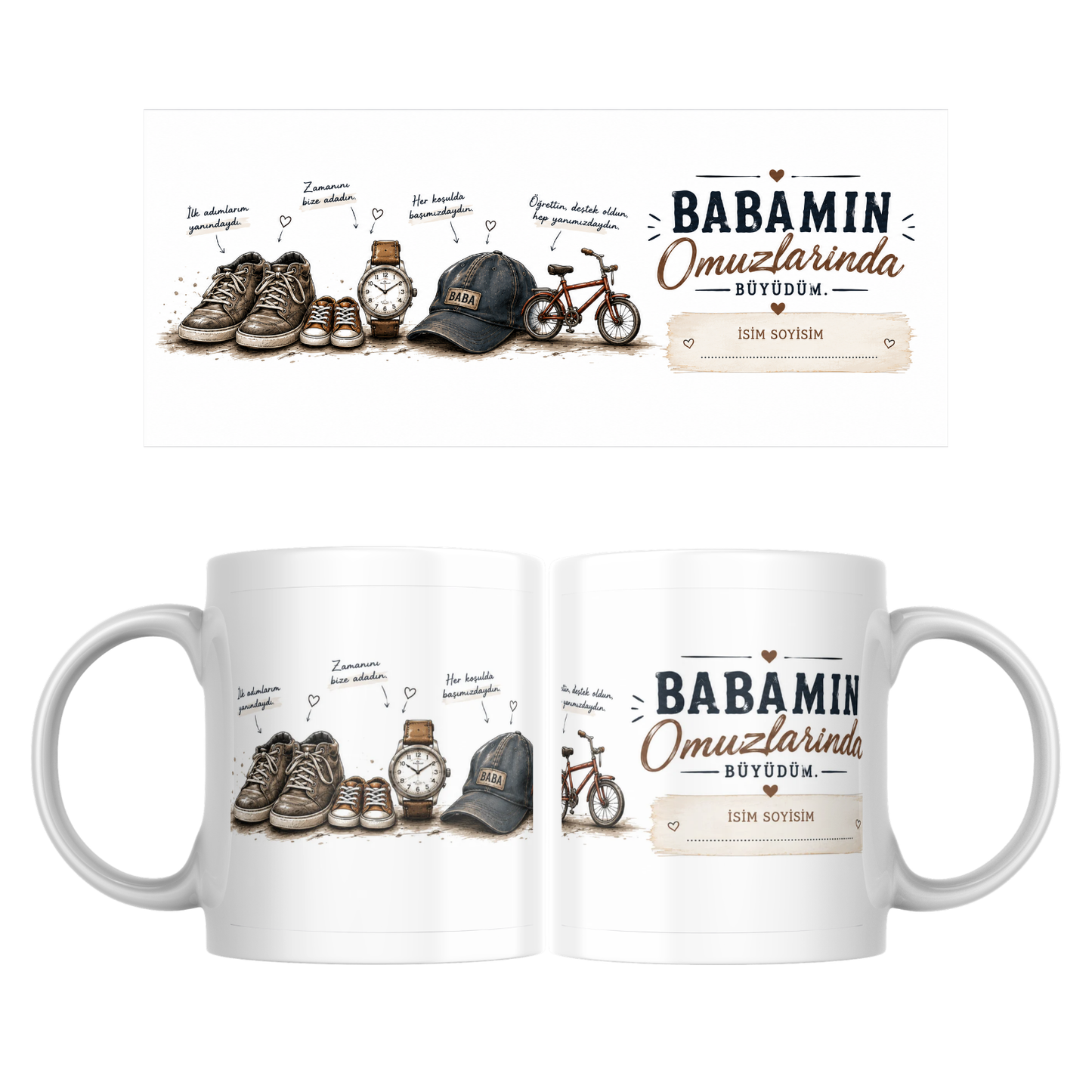 Babamın Omuzlarında Büyüdüm Kupa Bardak