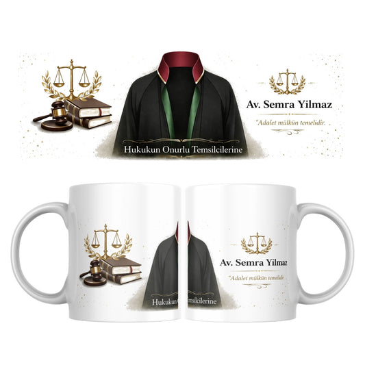 İsimli Cübbeli Avukat Tasarımlı Kupa Bardak