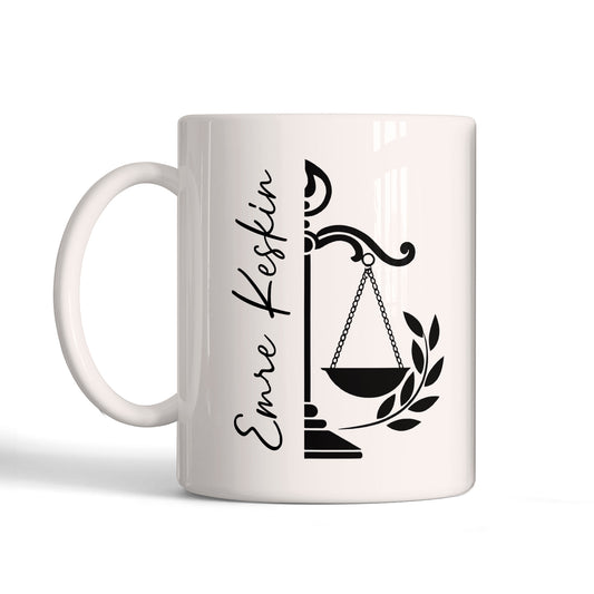 İsimli Terazi Tasarımlı Kupa Bardak